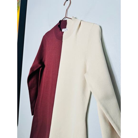 RONNY KOBO COLLECTIVE Brown White Colorblock Knit Sweater Dress Size XL - Picture 10 of 16
